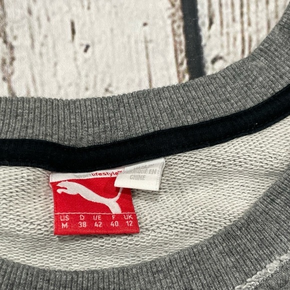 Women's Puma Gray Sports Apparel Fashion Crewneck Pullover Top Sweatshirt - Picture 5 of 5